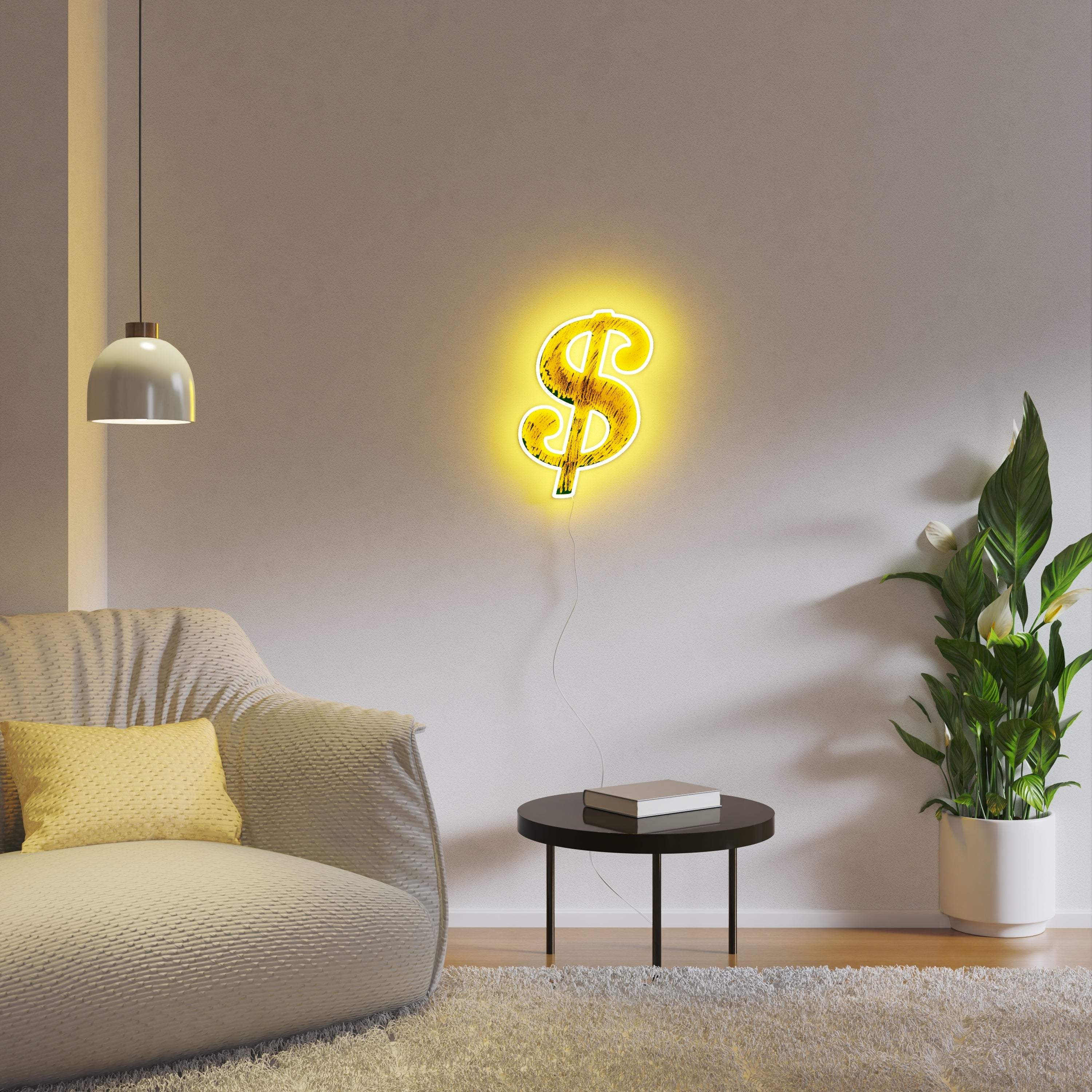 Dollar Sign Yellowpop x Andy Warhol, neon LED sign